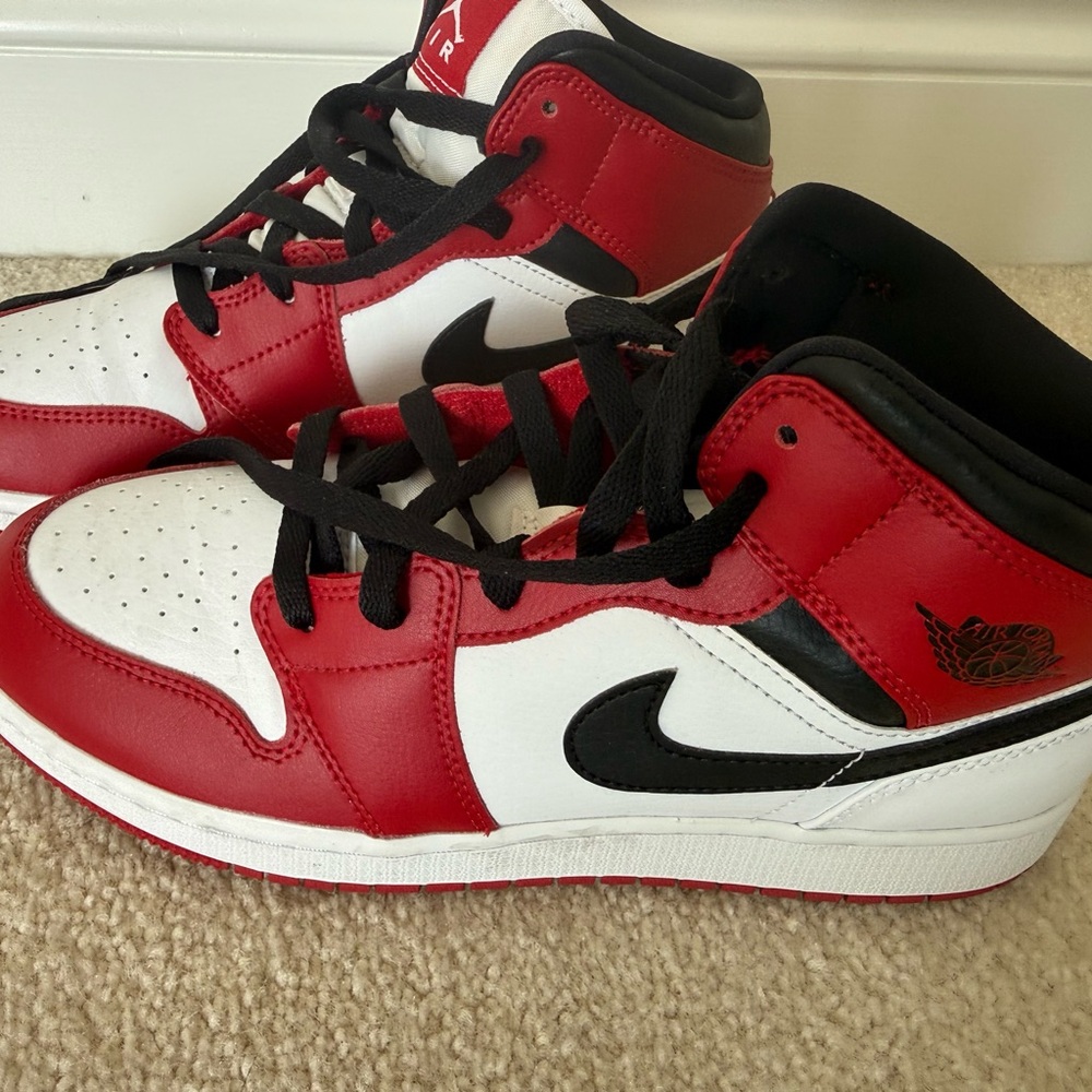 Nike Air Jordan Youth Red and White High-Top Youth Size Sneakers